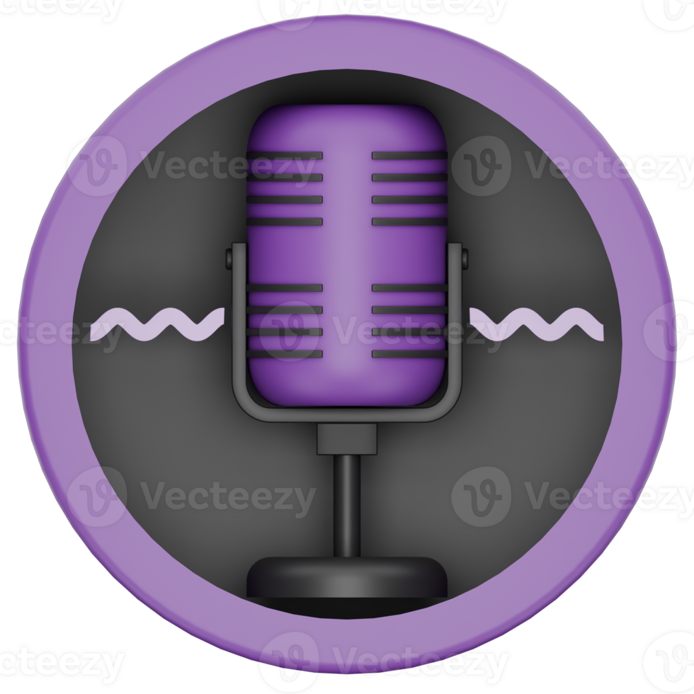 3D Microphone Icon for Podcast and Audio Communication png