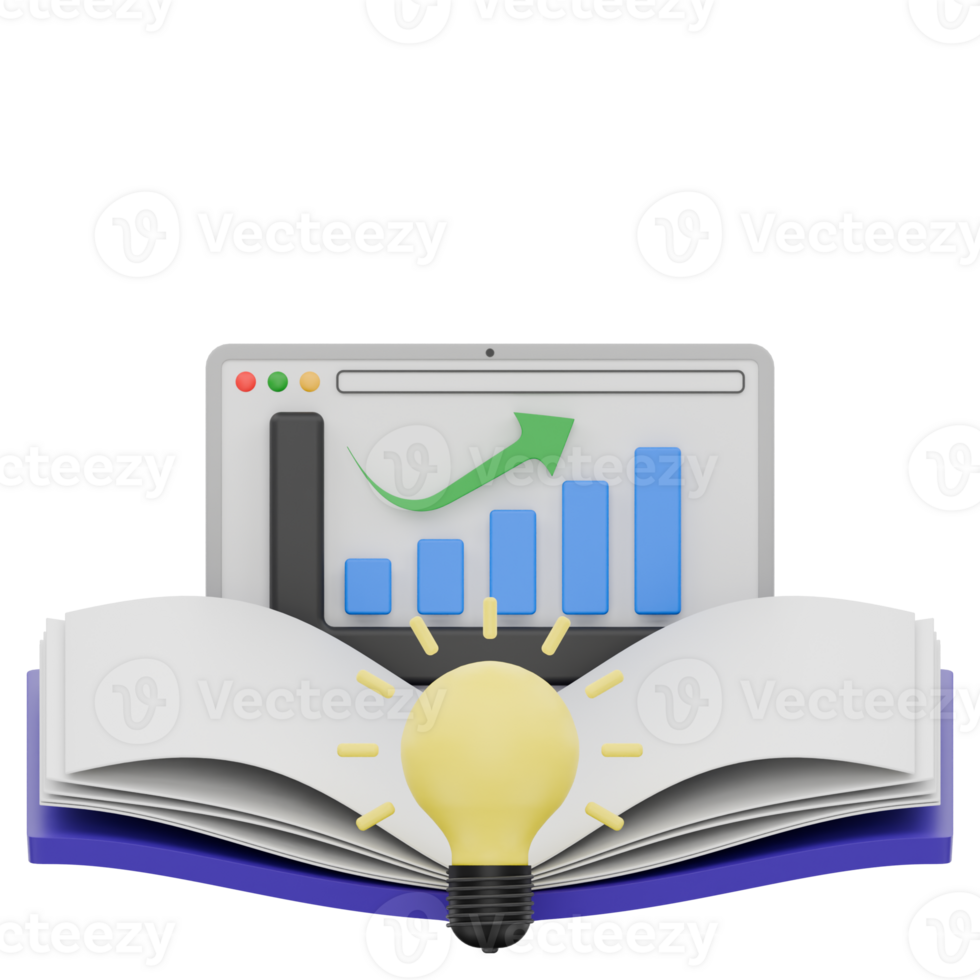 3D Financial Literacy and Education Icon for Mobile App Learning png