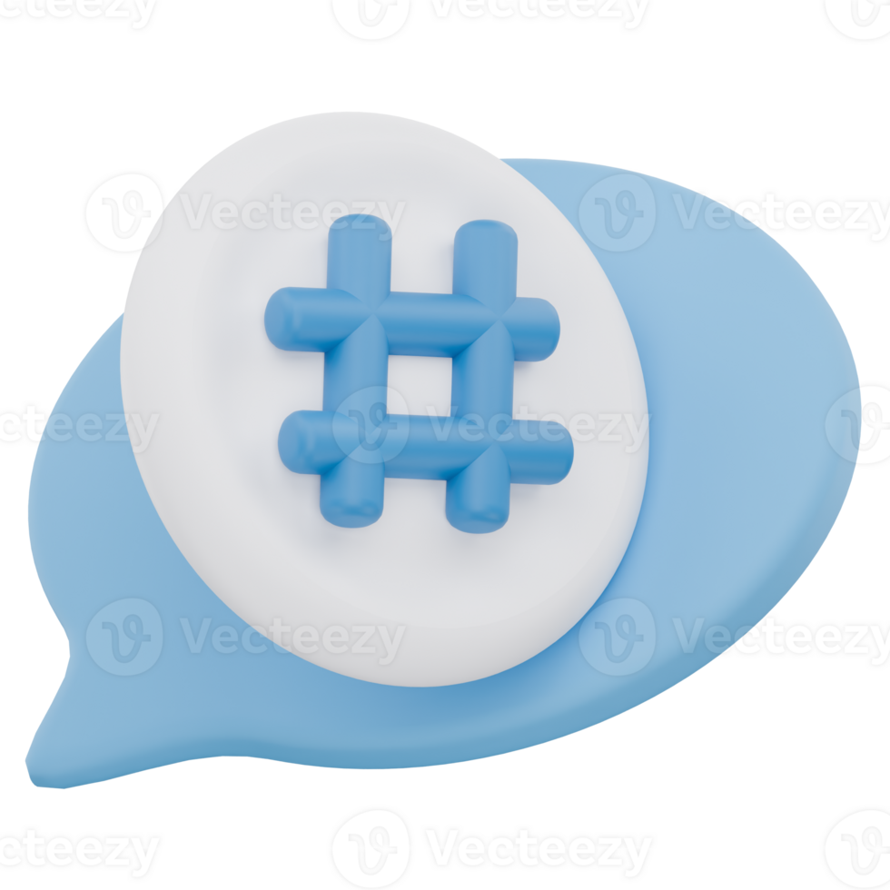 3D Hashtag Icon for Trending Social Media Topics png
