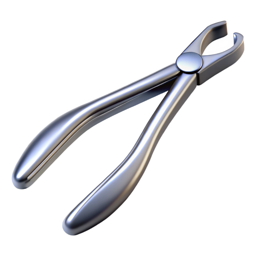 signature art deco Metal forceps with serratetips, soft lighting, top-down view, matte finish, isolateon transparent background,high-resolution product photography premium png