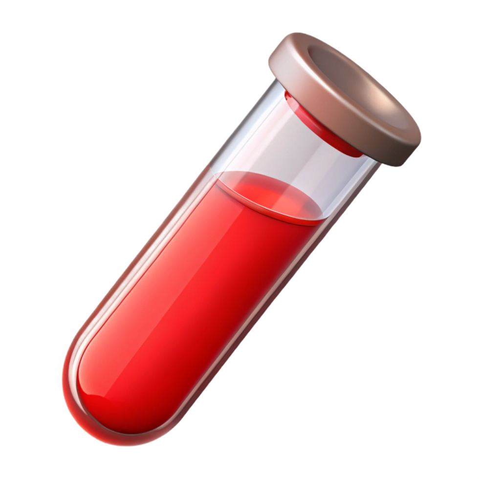 glorious signature Glass test tube fillewith a reliquiancappewith a rubber stopper, studio lighting, front view, glossy finish, isolateon transparent background,high-resolution product photography png