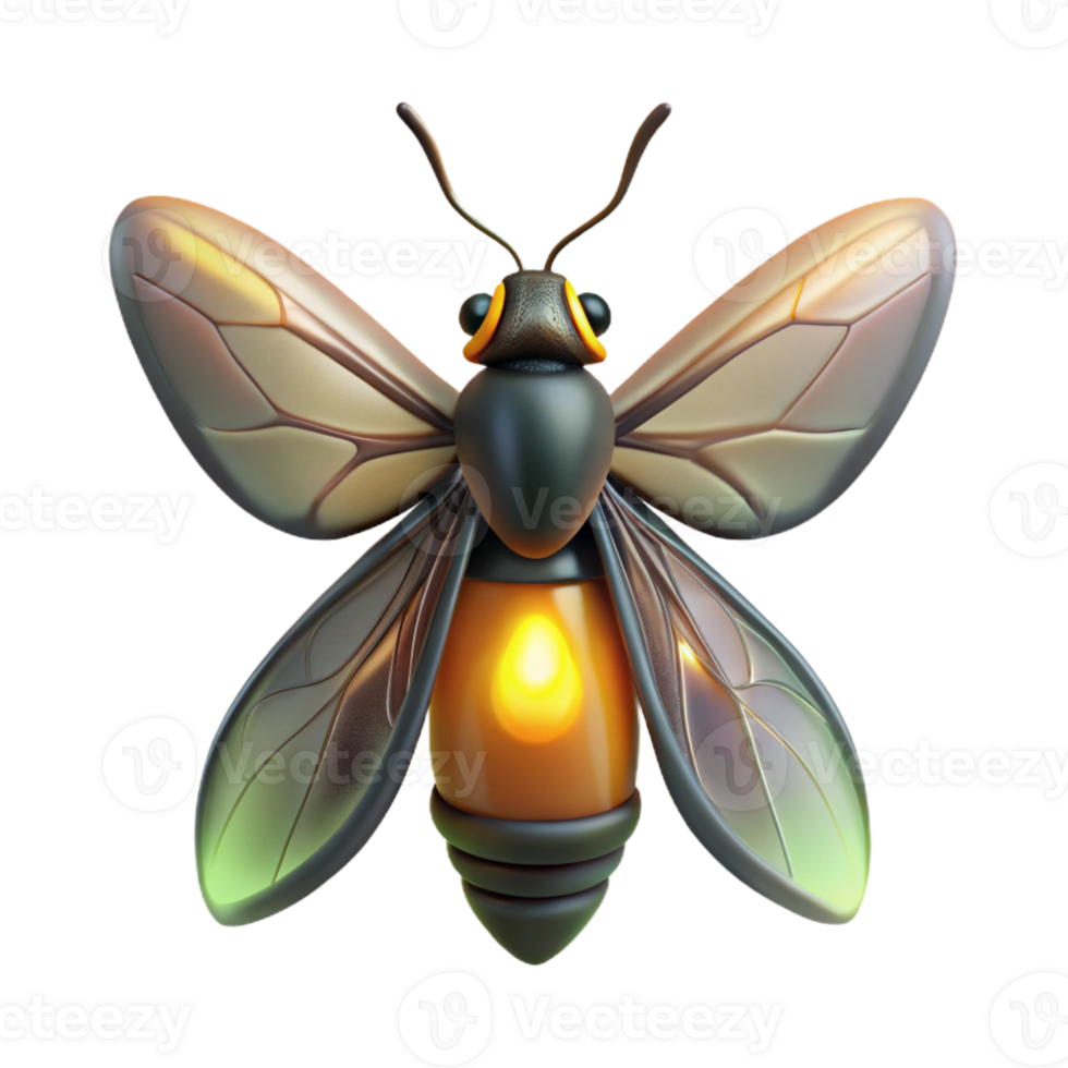 Bioluminescent Wonder with Fiery Wings png