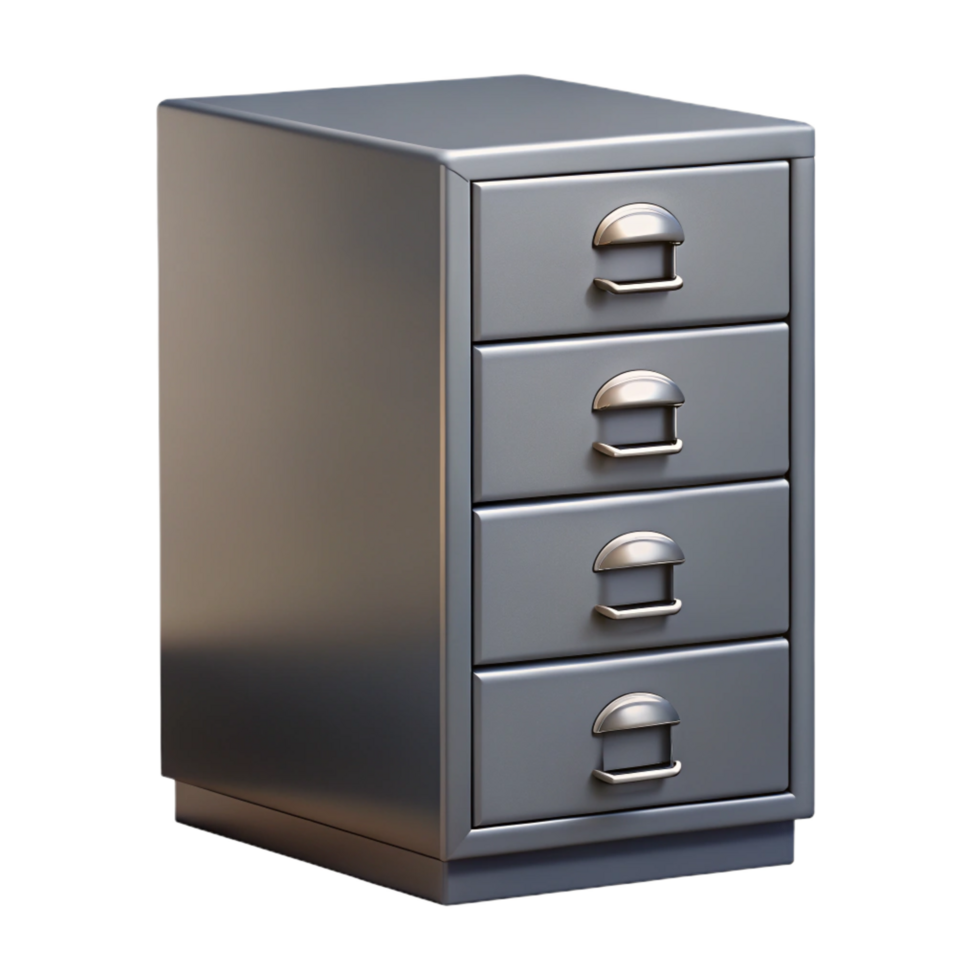 notable renaissance Metal filing cabinet, gray finish, multiple drawers, studio lighting, front view, isolateon transparent background,high-resolution product photography top-tier png