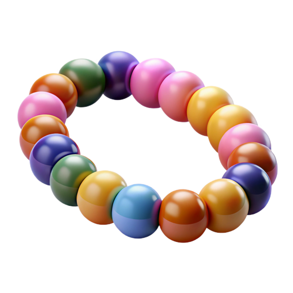 distinctive urban Colorful beadebracelet with various sizebeads, matte finish, studio lighting, front view, isolateon transparent background,high-resolution product photography luxury png