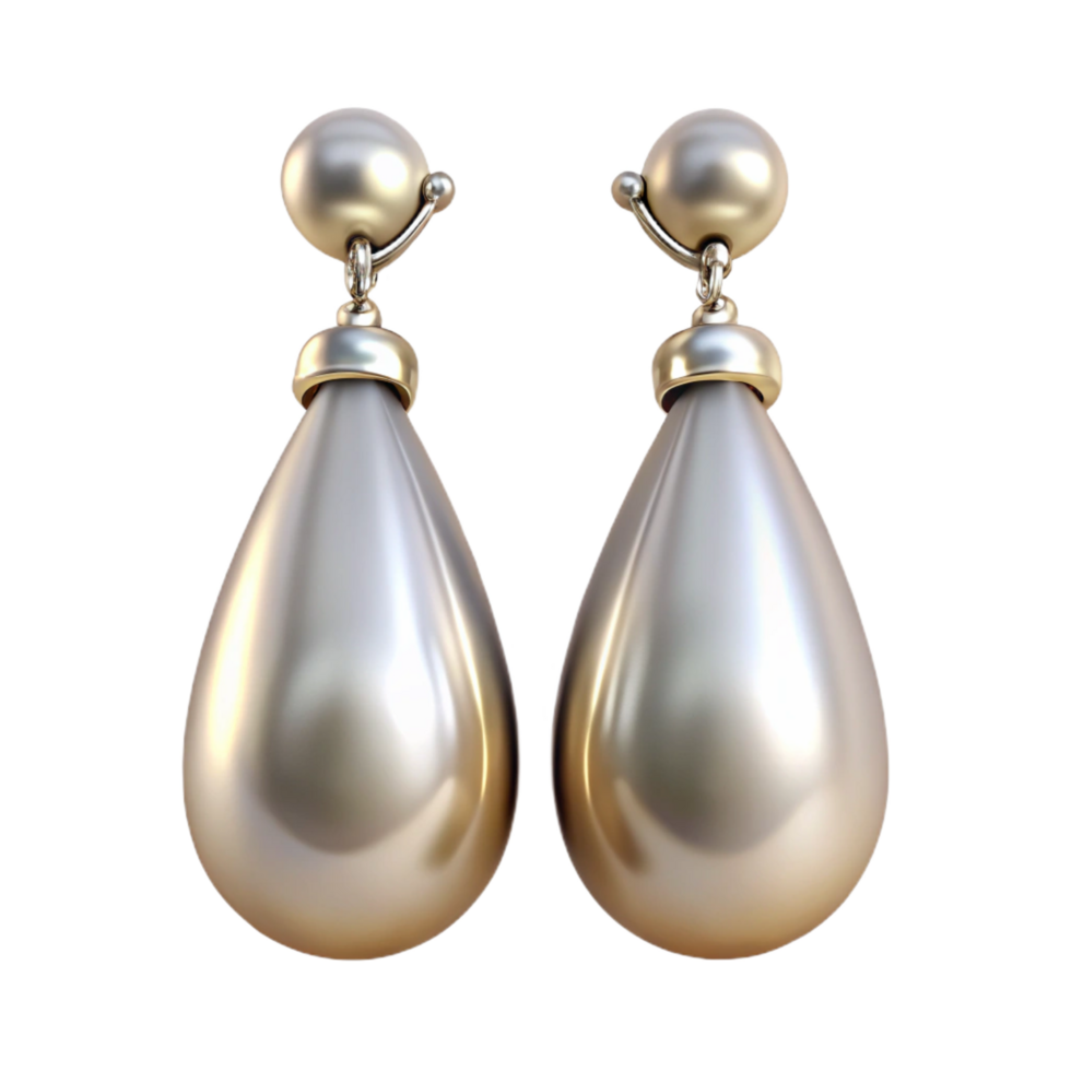 remarkable retro Pair of pearl drop earrings with diamonaccents, glossy finish, studio lighting, front view, isolateon transparent background,high-resolution product photography exclusive png