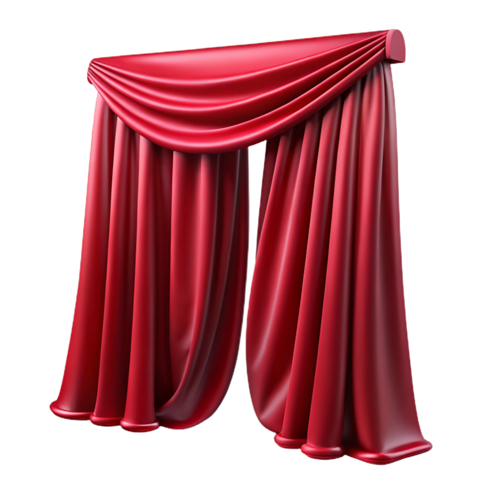 fascinating renaissance Velvet curtain, deep red, plush texture, dramatic lighting, side view, isolateon transparent background,high-resolution product photography premium png