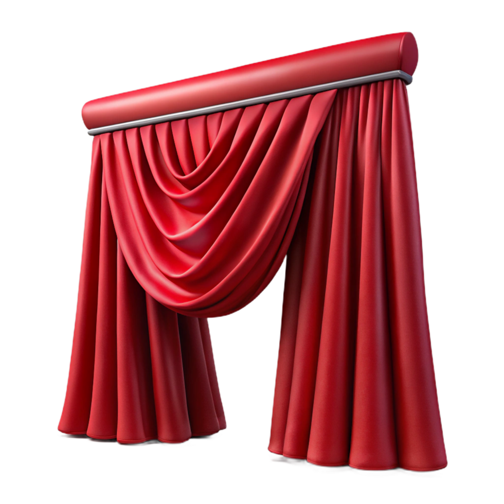 breathtaking memorable Velvet curtain, deep red, plush texture, dramatic lighting, side view, isolateon transparent background,high-resolution product photography png