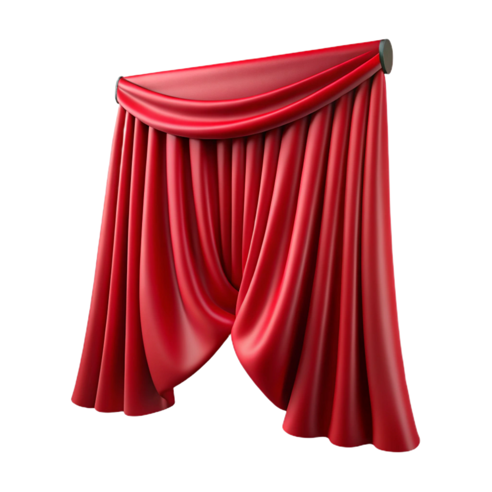 impressive melancholic futuristic Velvet curtain, deep red, plush texture, dramatic lighting, side view, isolateon transparent background,high-resolution product photography studio quality png