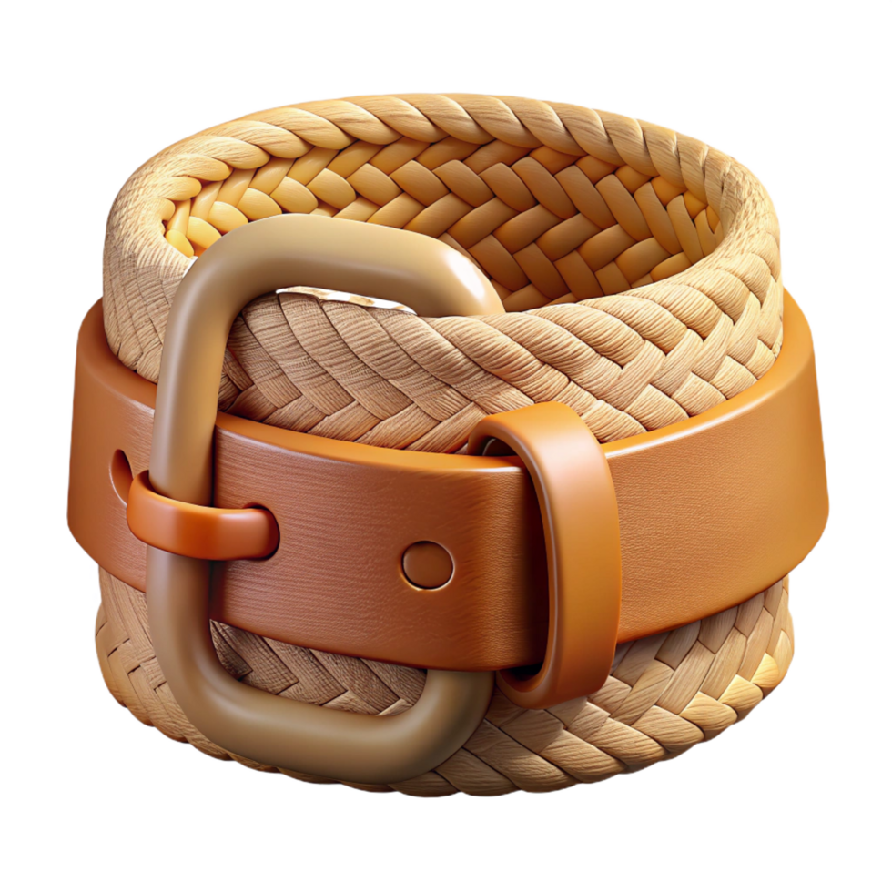 sumptuous remarkable Woven fabric belt with a wooden buckle, texturesurface, soft lighting, front view, isolateon transparent background,high-resolution product photography png