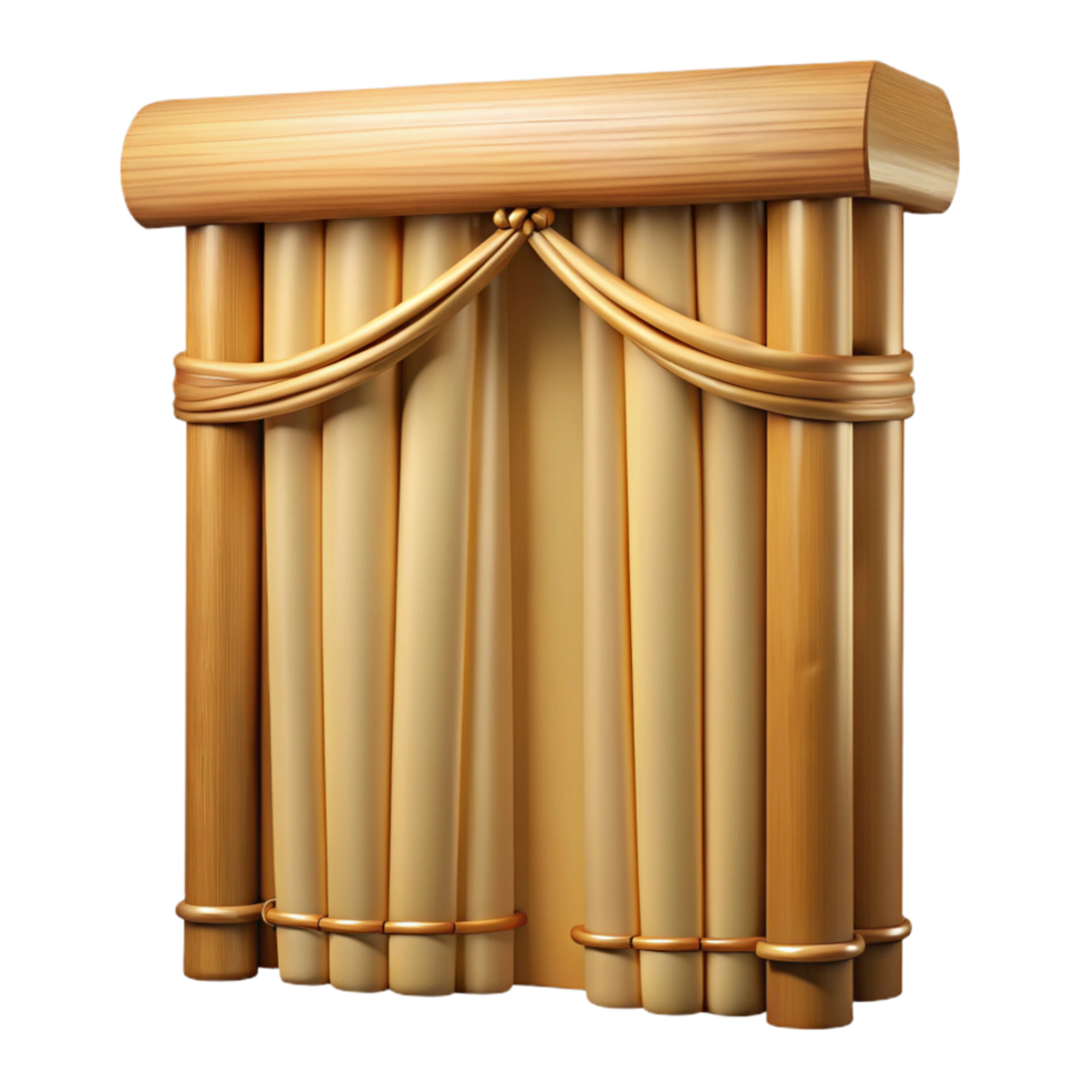 magnificent passionate geometric Bamboo curtain, natural finish, woven texture, soft lighting, front view, isolateon transparent background,high-resolution product photography genuine png