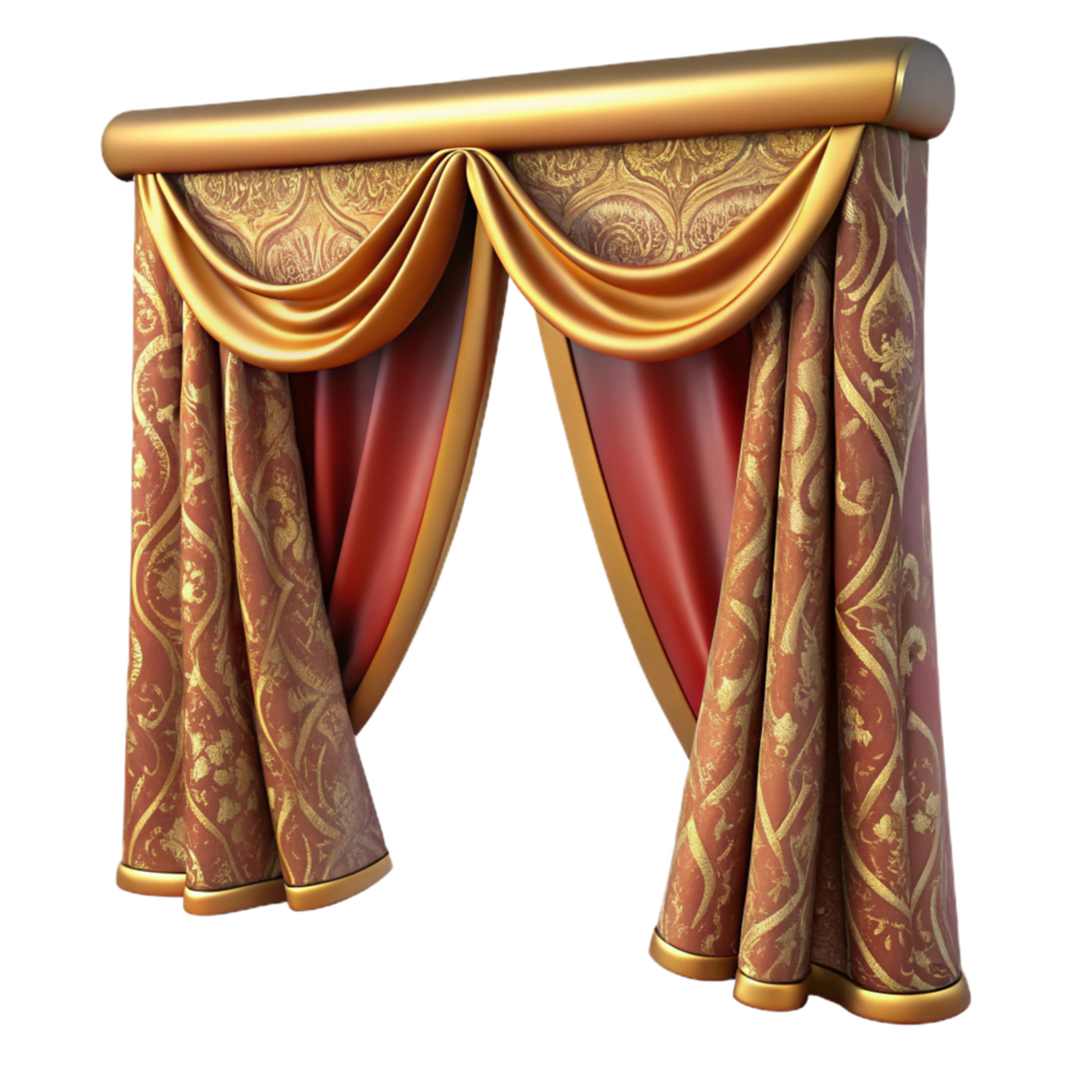 immaculate passionate industrial Embroiderecurtain, silk fabric, intricate design, studio lighting, close-up, isolateon transparent background,high-resolution product photography detailed png