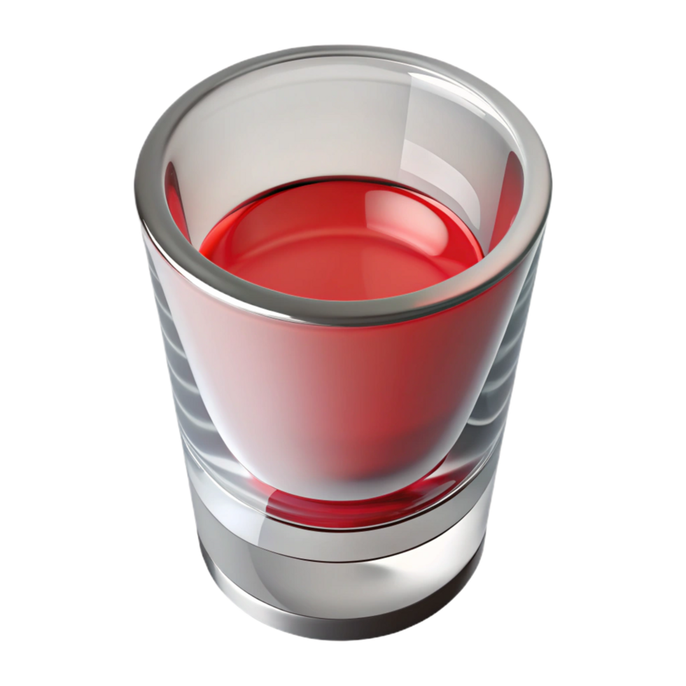 spectacular nostalgic abstract Shot glass, thick base, clear glass, studio lighting, top-down view, isolateon transparent background,high-resolution product photography crisp png