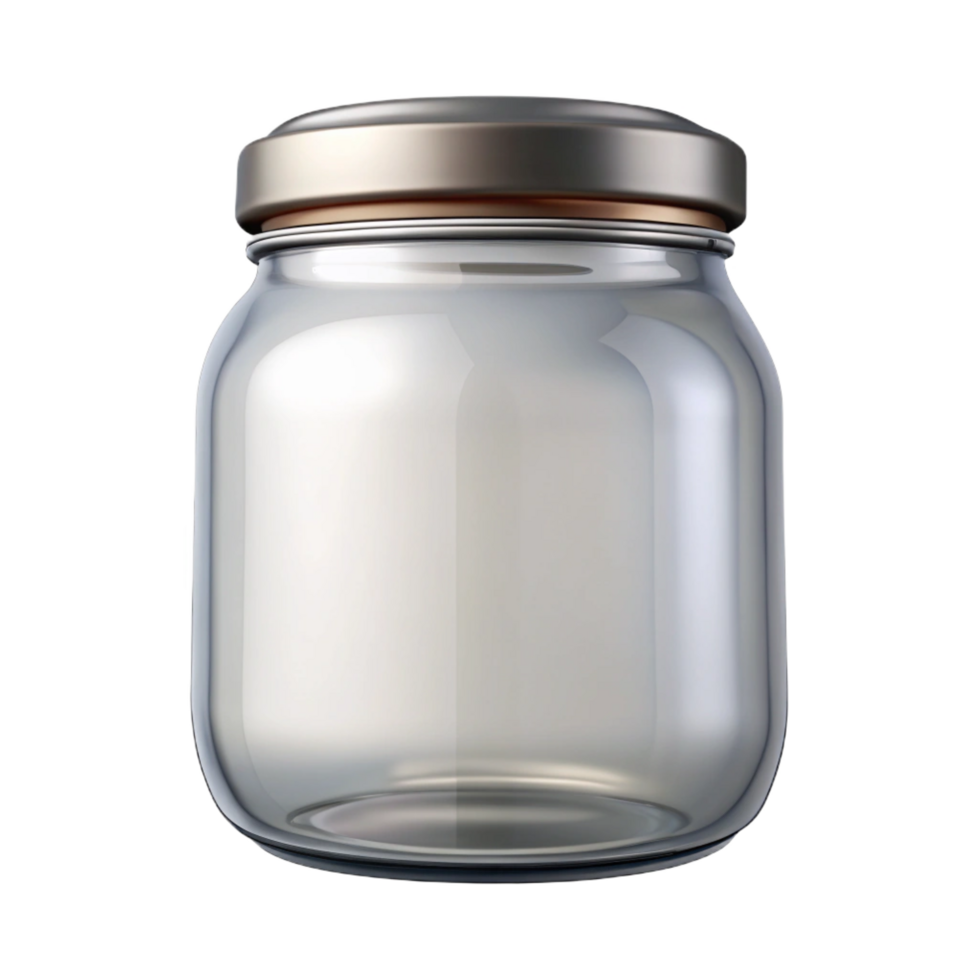 alluring standout Mason jar, clear glass, metal lid, bright lighting, front view, isolateon transparent background,high-resolution product photography png