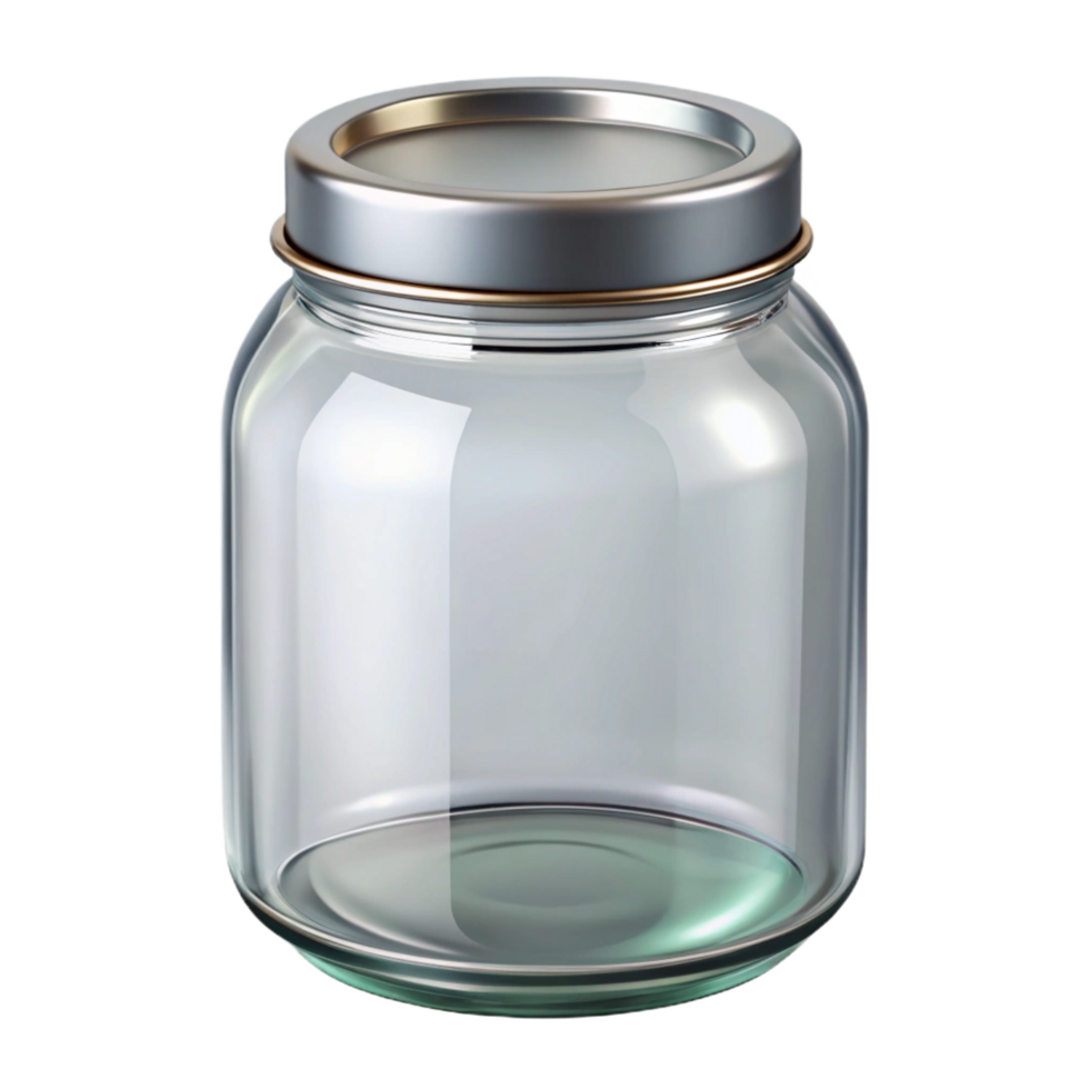 radiant tropical Mason jar, clear glass, metal lid, bright lighting, front view, isolateon transparent background,high-resolution product photography masterfully captured png