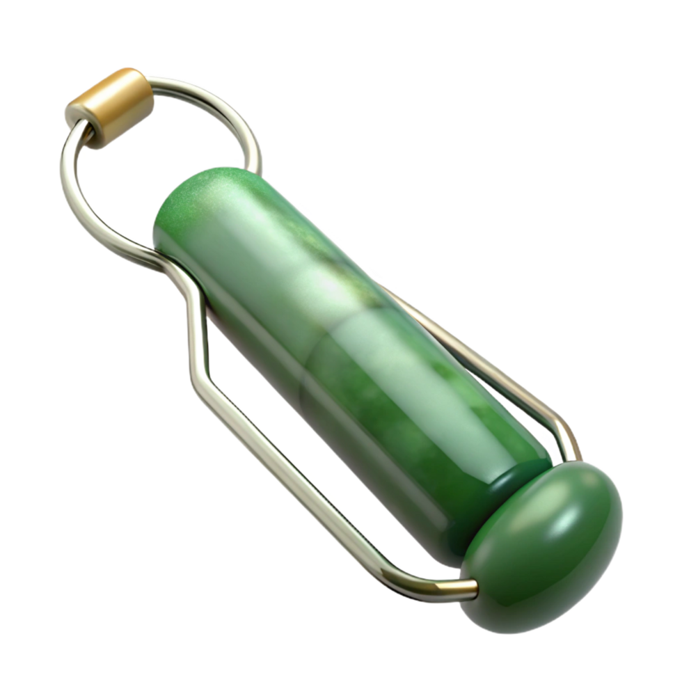 playful breathtaking A jade roller, polishestone, cool ansmooth texture, soft lighting, top-down view, isolateon transparent background,high-resolution product photography gallery standard png