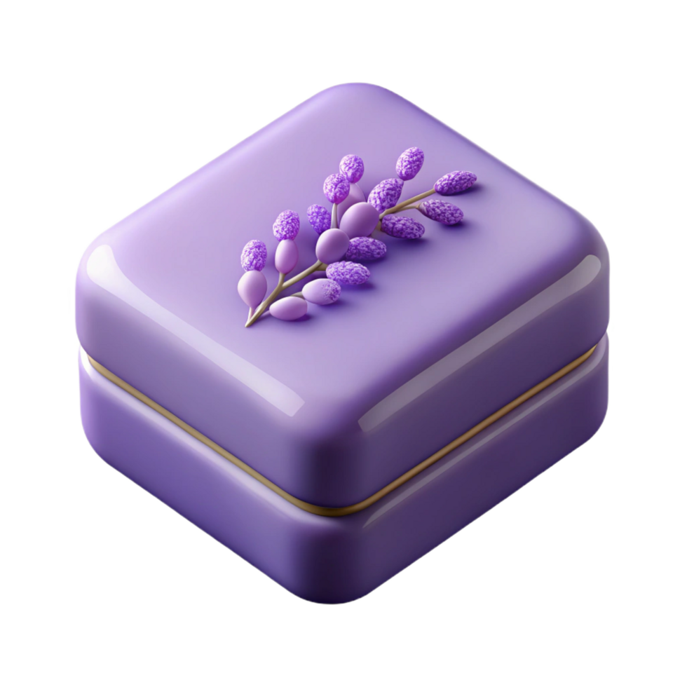 serene dreamy gothic A bar of lavender soap, texturesurface, subtle floral design, soft lighting, top-down view, isolateon transparent background,high-resolution product photography luxury png