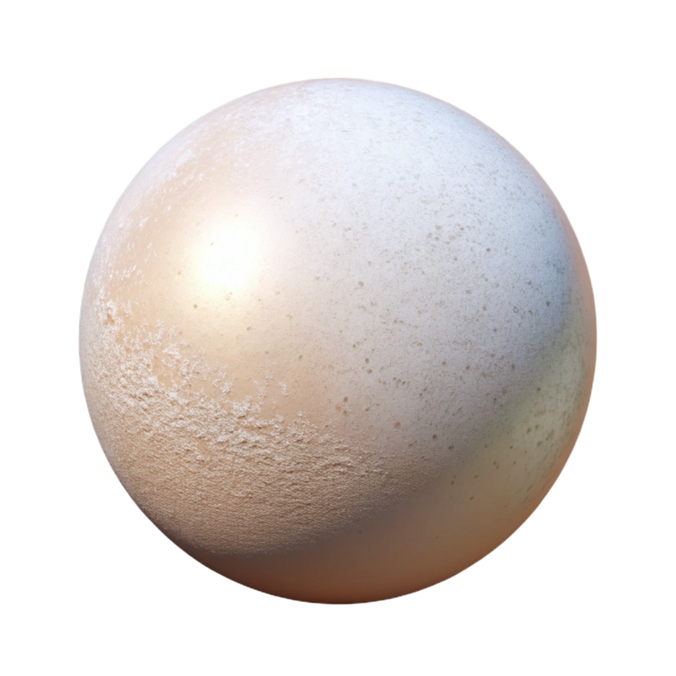 impressive remarkable A single pearl white bath bomb, spherical shape, subtle shimmer, soft lighting, front view, isolateon transparent background,high-resolution product photography png