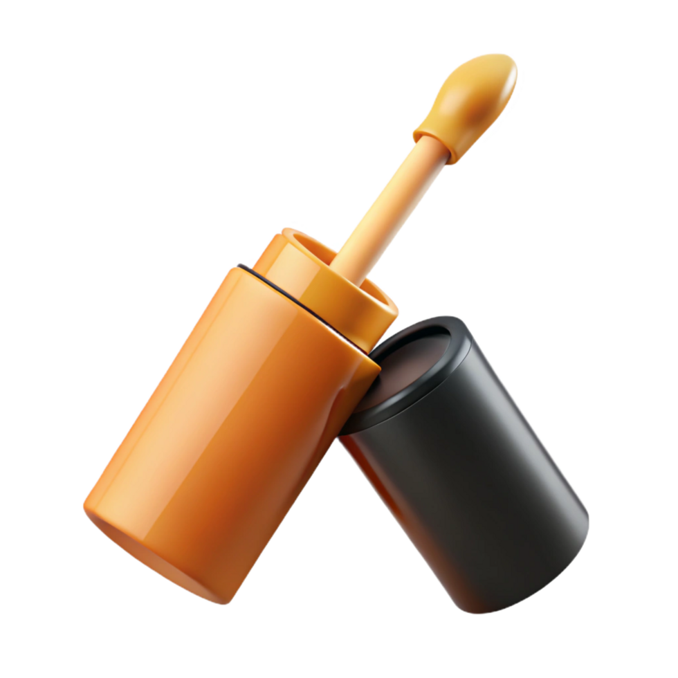 elegant energetic vintage A tube of bright orange concealer, matte finish, applicator wanvisible, studio lighting, with transparent background,high-resolution product photography fine detail png