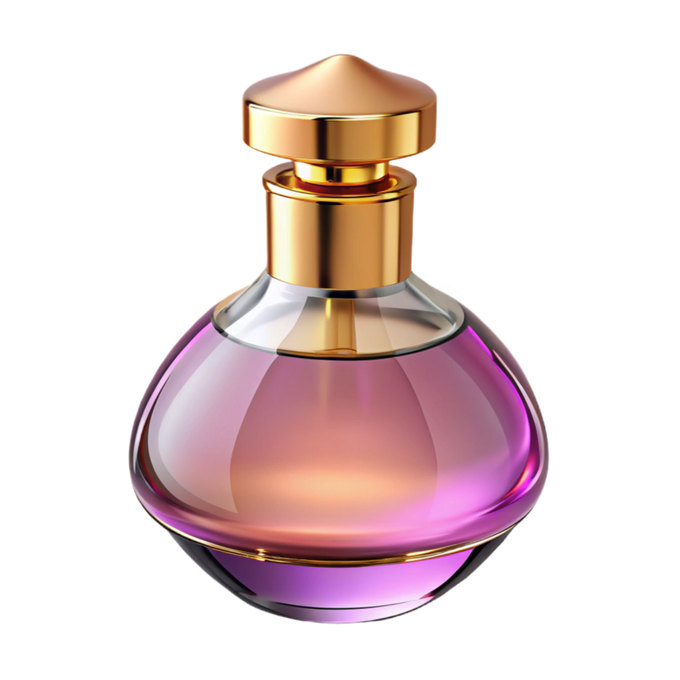 dramatic geometric A bottle of perfume, elegant glass bottle, golden cap, studio lighting, front view, with transparent background,high-resolution product photography fine detail png