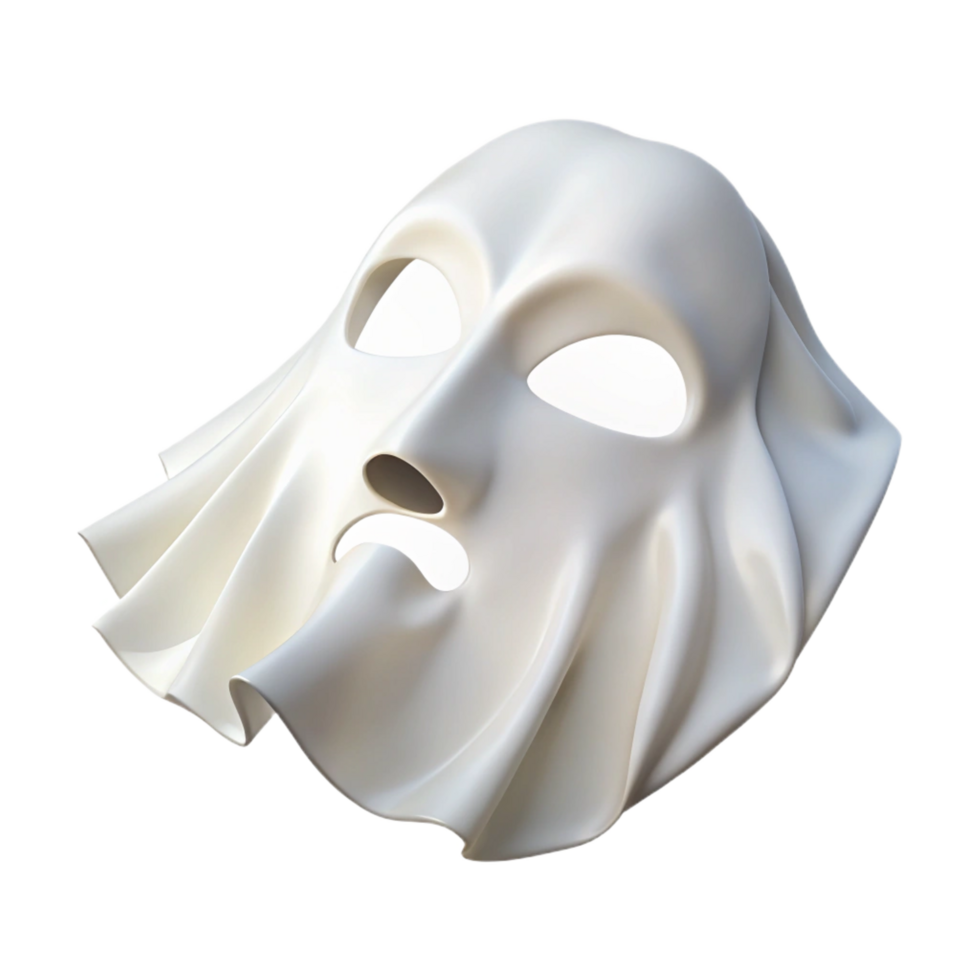 romantic spectacular A single sheet mask, folded, white fabric, soft lighting, top-down view, with transparent background,high-resolution product photography ultra HD png