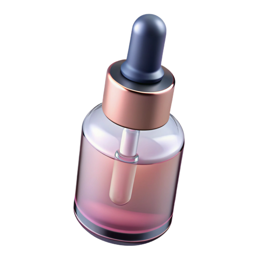 dreamy splendiA bottle of hair serum, clear liquid, dropper applicator, studio lighting, side view, with transparent background,high-resolution product photography ultra HD png