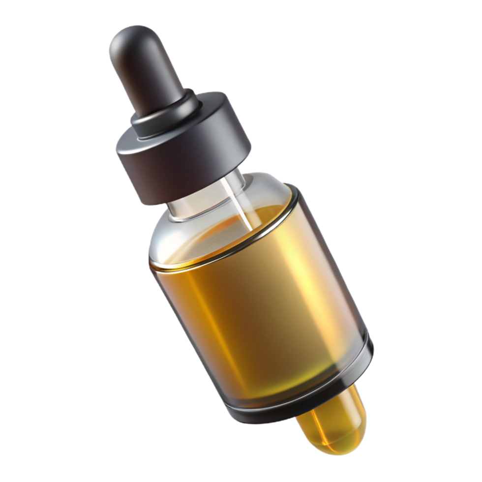 fascinating baroque A bottle of hair serum, clear liquid, dropper applicator, studio lighting, side view, with transparent background,high-resolution product photography crisp png