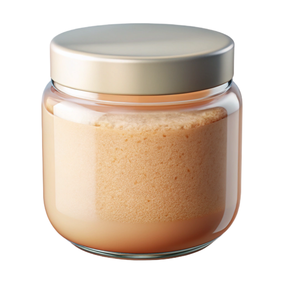 dynamic immaculate A jar of exfoliating scrub, visible grains, pastel color, soft lighting, with transparent background,high-resolution product photography gallery standard png