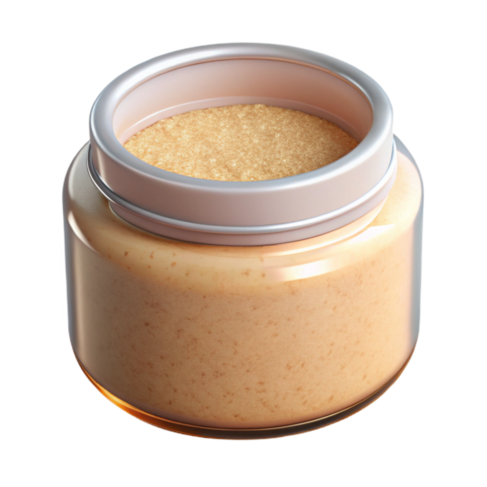 splendiunforgettable A jar of exfoliating scrub, visible grains, pastel color, soft lighting, with transparent background,high-resolution product photography png