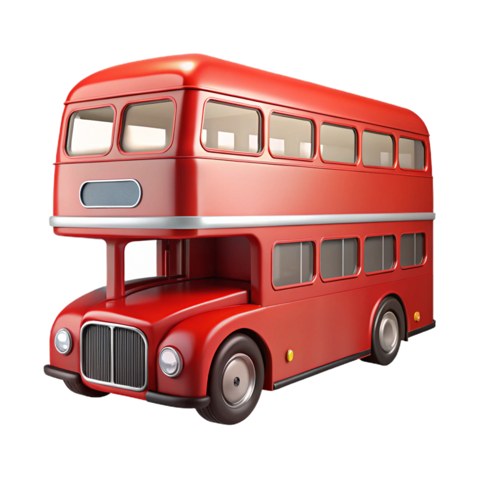 dramatic enchanting Classic reLondon double-decker bus, highly detailed, glossy finish, front view, studio lighting, isolateon transparent background,high-resolution product photography handcrafted png
