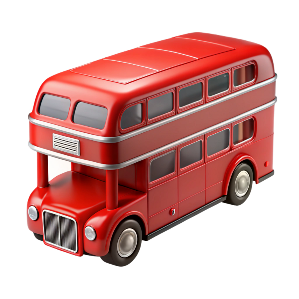 dazzling tropical Classic reLondon double-decker bus, highly detailed, glossy finish, front view, studio lighting, isolateon transparent background,high-resolution product photography genuine png