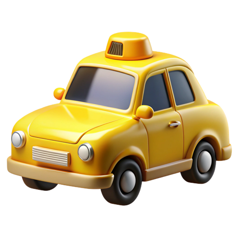 rare avant-garde Bright yellow taxi cab, detailesignage aninterior, front soft lighting, isolateon transparent background,high-resolution product photography genuine png