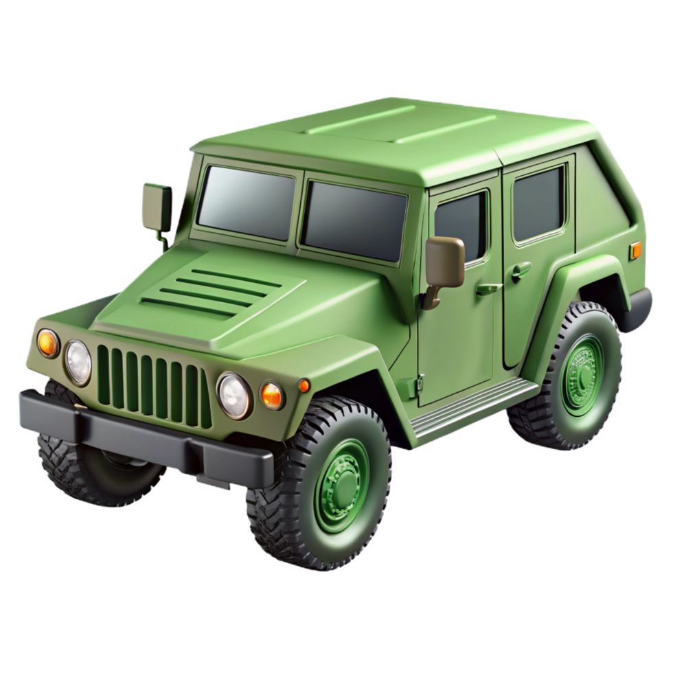 glorious calm bohemian Military green Humvee, detaileexterior, matte finish, side view, studio lighting, isolateon transparent background,high-resolution product photography studio quality png