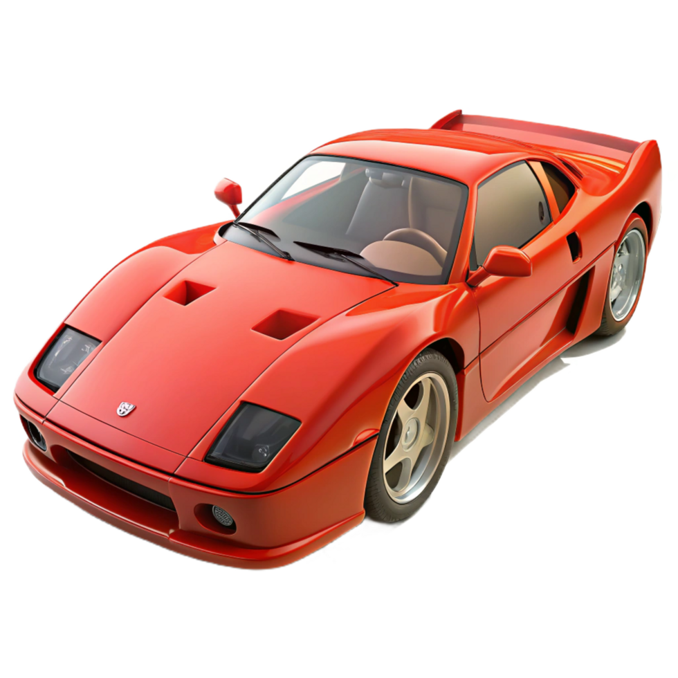 joyful dramatic Fire engine reFerrari F, detaileengine aninterior, front view, studio lighting, isolateon transparent background,high-resolution product photography high resolution png