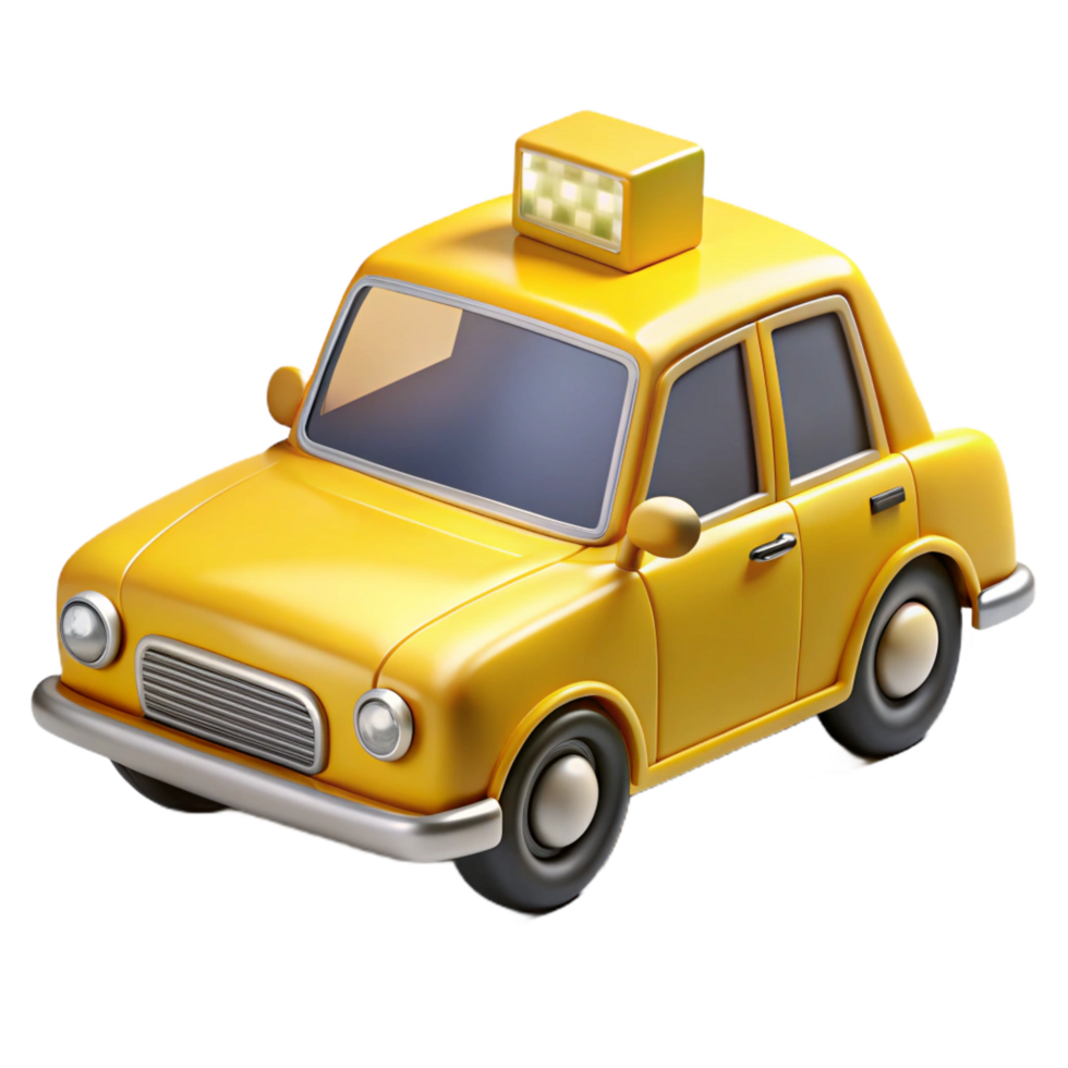 unforgettable vintage Bright yellow taxi cab, detailesignage aninterior, front soft lighting, isolateon transparent background,high-resolution product photography professional png
