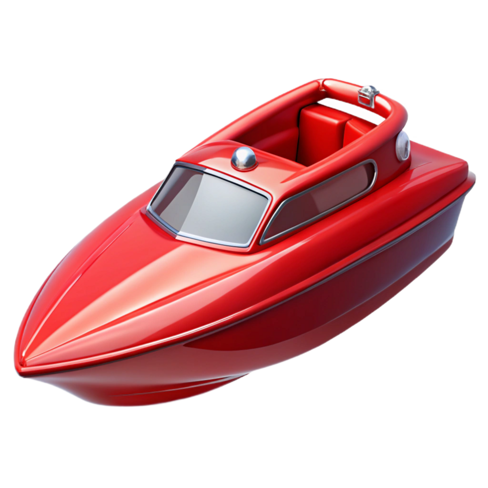 fascinating contemporary Bright respeedboat, glossy finish, detaileengine anseating, front studio lighting, isolateon transparent background,high-resolution product photography refined png
