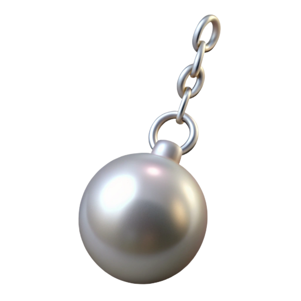 distinctive urban A single pearl earring, dangling from a silver chain, iridescent sheen, soft lighting, side view, isolateon transparent background,high-resolution product photography expertly shot png