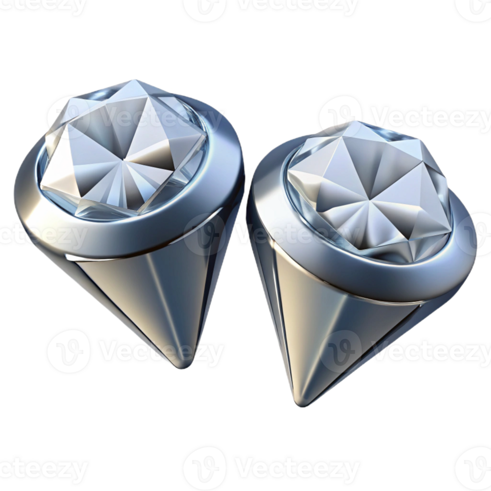 picturesque distinguisheA pair of stuearrings, diamonshaped, clear crystals, sparkling, studio lighting, top-down view, isolateon transparent background,high-resolution product photography png