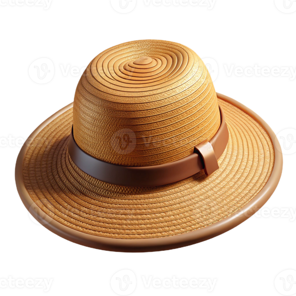 vibrant geometric A woven straw hat, wide brim, ribbon band, side view, soft lighting, isolateon transparent background,high-resolution product photography genuine png