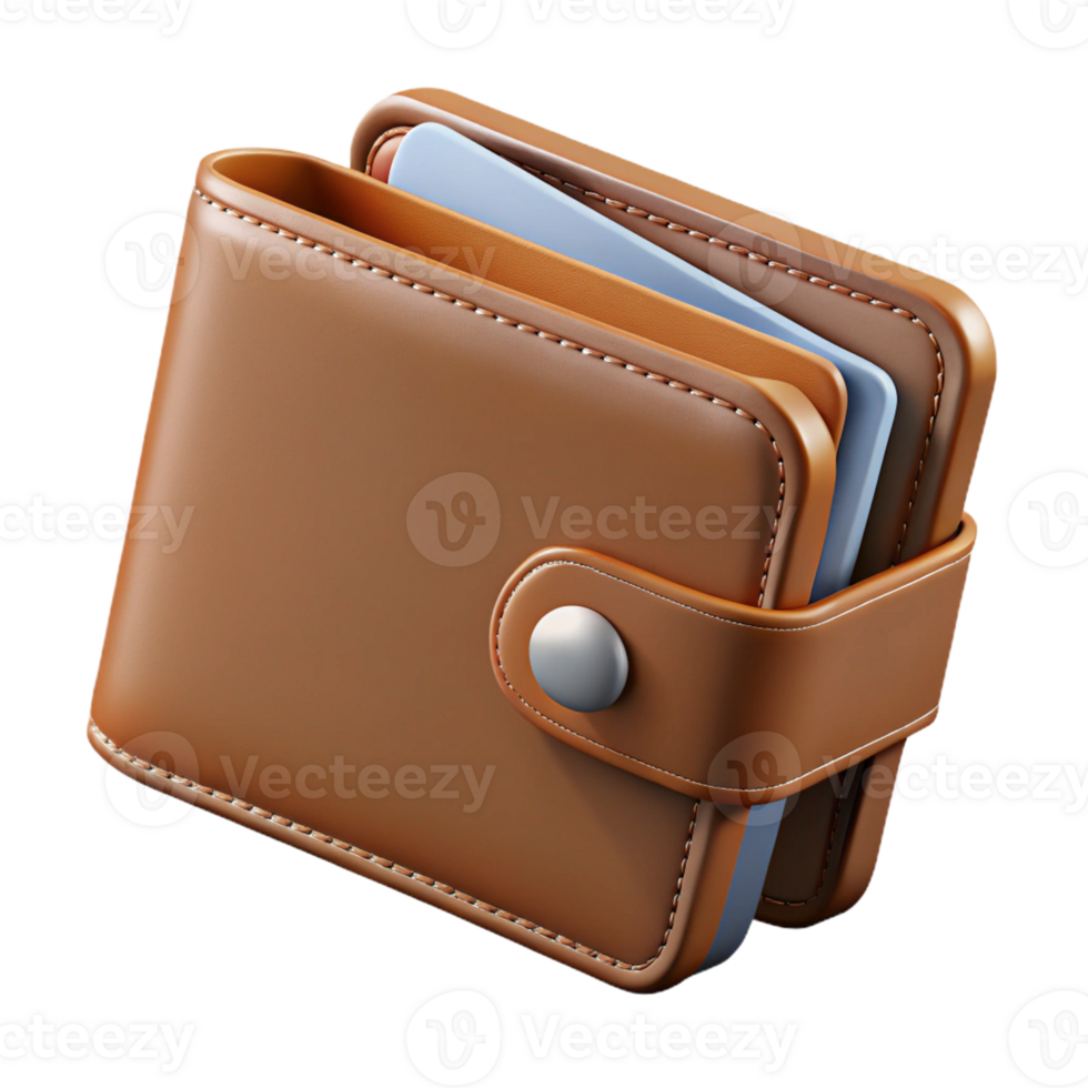 dazzling baroque A leather wallet, brown, multiple carslots, folded, front view, studio lighting, isolateon transparent background,high-resolution product photography high resolution png