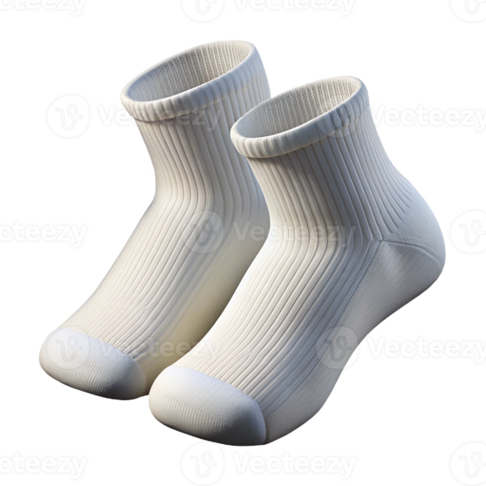 enchanting exemplary A pair of ankle socks, white, ribbetexture, folded, top-down view, studio lighting, isolateon transparent background,high-resolution product photography png