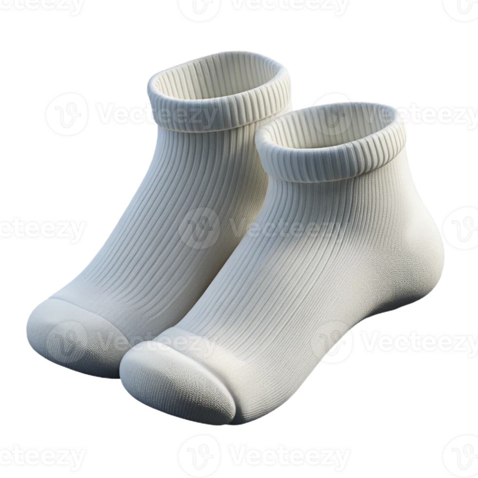 serene dreamy industrial A pair of ankle socks, white, ribbetexture, folded, top-down view, studio lighting, isolateon transparent background,high-resolution product photography high resolution png