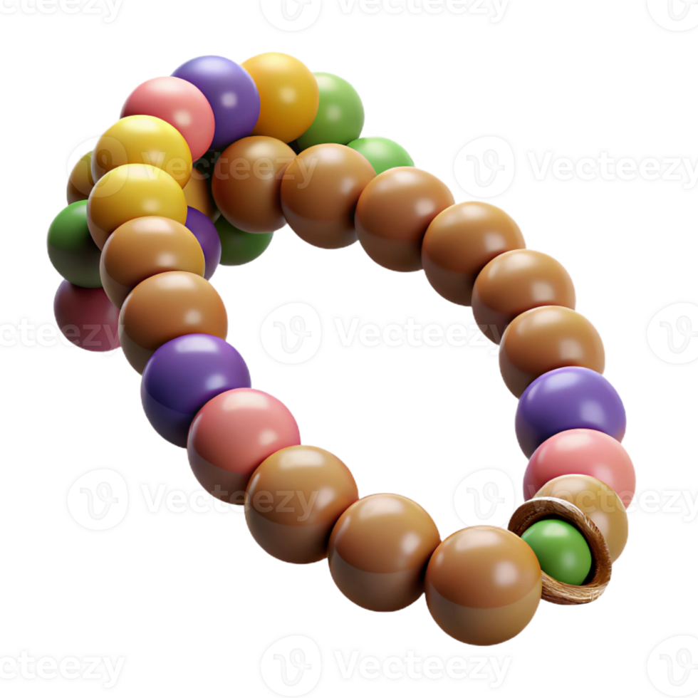 dramatic vibrant A wooden beadenecklace, multi-colorebeads, knottestring, soft lighting, with transparent background,high-resolution product photography top-tier png