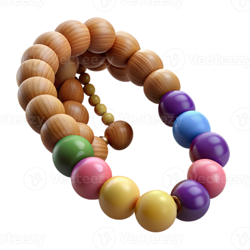 pristine signature A wooden beadenecklace, multi-colorebeads, knottestring, soft lighting, with transparent background,high-resolution product photography png