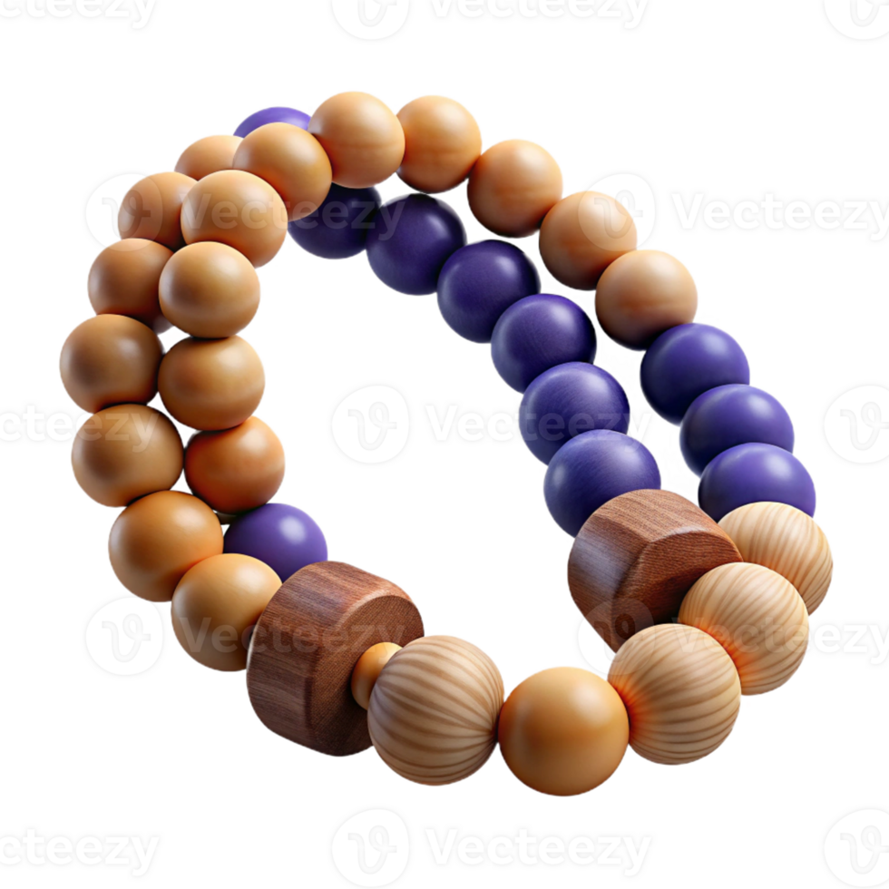 beautiful mysterious tropical A wooden beadenecklace, multi-colorebeads, knottestring, soft lighting, with transparent background,high-resolution product photography museum quality png