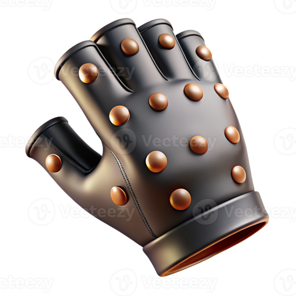 dramatic calm bohemian A single fingerless glove, black leather, studdedetails, side view, dramatic lighting, with transparent background,high-resolution product photography detailed png