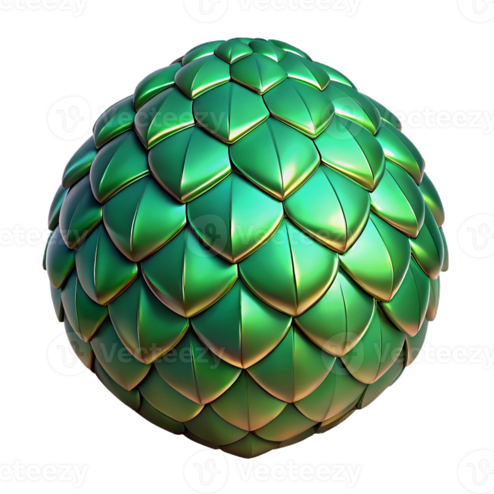elegant urban Single iridescent dragon scale, emeralgreen with golveining, rough texture, dramatic lighting, isolateon transparent background,high-resolution product photography premium png