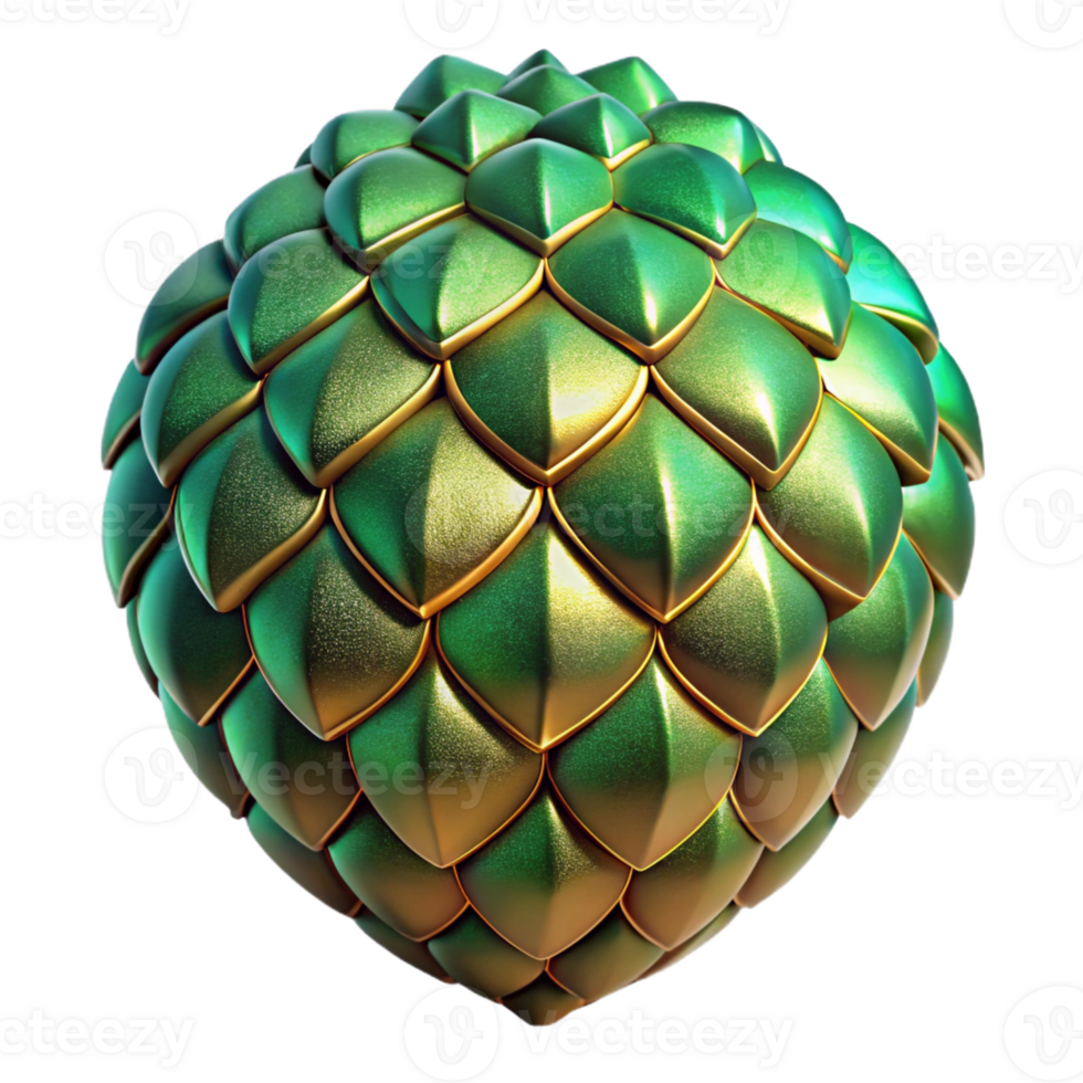 beautiful memorable Single iridescent dragon scale, emeralgreen with golveining, rough texture, dramatic lighting, isolateon transparent background,high-resolution product photography png