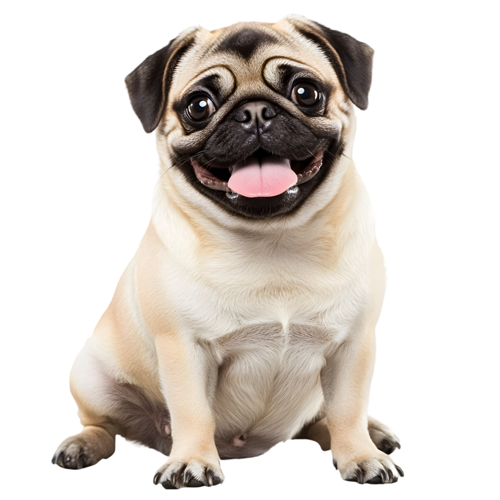 Cute Pug with a Happy Face on Transparent Background png