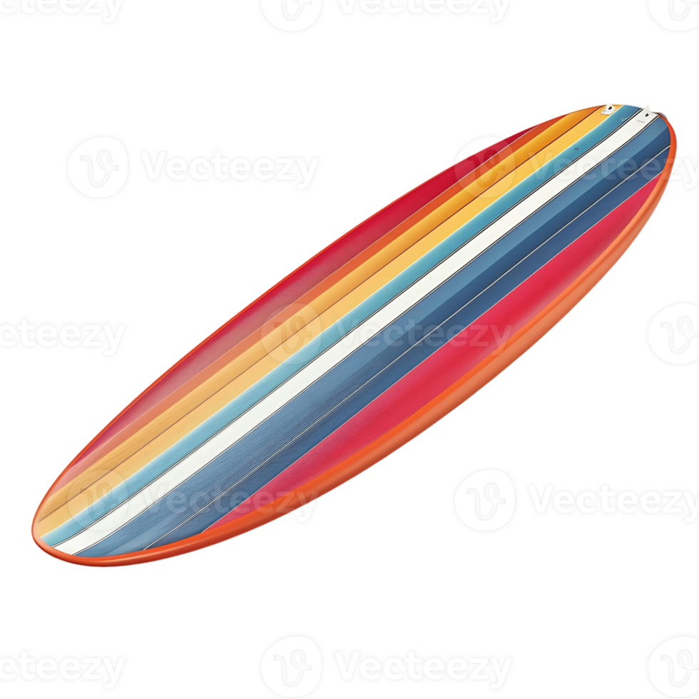 Surfboard with Bright Linear Pattern png