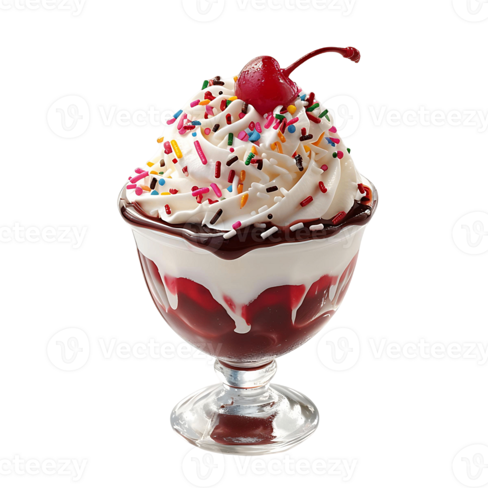 Whipped Cream Sundae with Toppings png